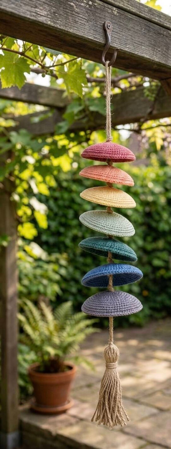 Haakpatroon kleurrijke tuinhanger