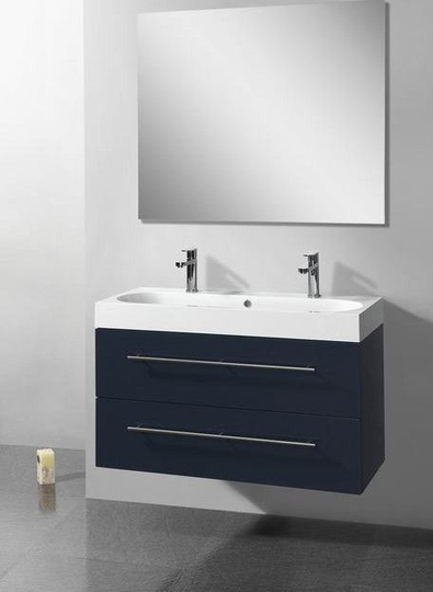 Badmeubelset Compact Line met handgreep RVS rond 100x38 cm Hoogglans Antraciet