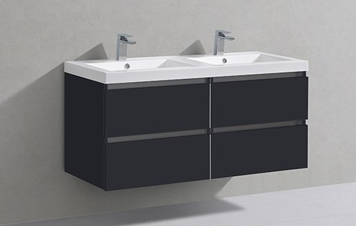 Badmeubelset Trendline 120 met greep-lijst aluminium Hoogglans Antraciet