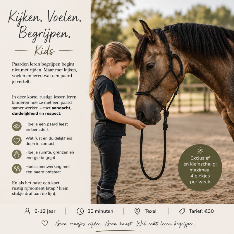 Paardeles voor kinderen op Texel | Horsemanshiptraining