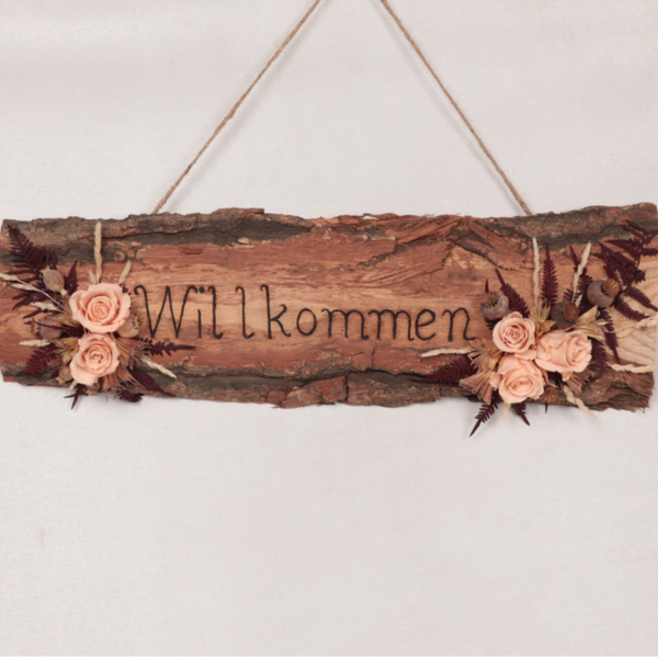 Willkommens-Schild aus Holz Rustic