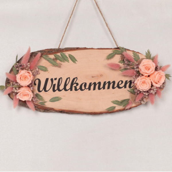 Willkommens-Schild aus Holz Sweety