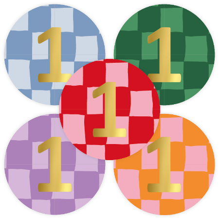 Feest Traktatie Stickers met Goudfolie – 5 Stickers – Ø 4 cm – Feestelijke Versiering voor Traktaties en Cadeaus