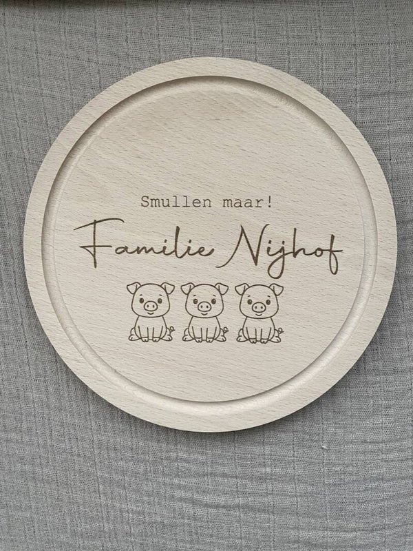 Borrelplank rond 22cm | Eigen gravure