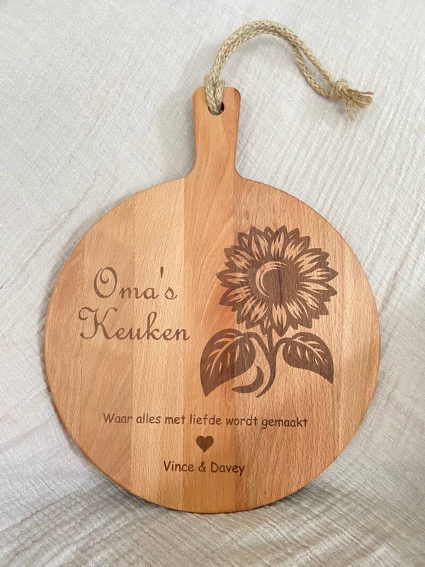 Ronde borrelplank met handvat Ø 30 cm