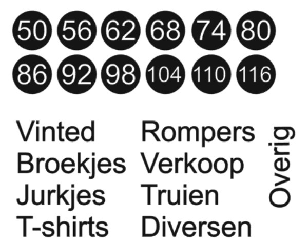 Stickers | Maatlabels, woorden | Om te organiseren