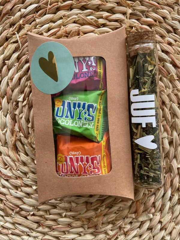 Cadeau pakketje buis | Chocolade met thee/koffie