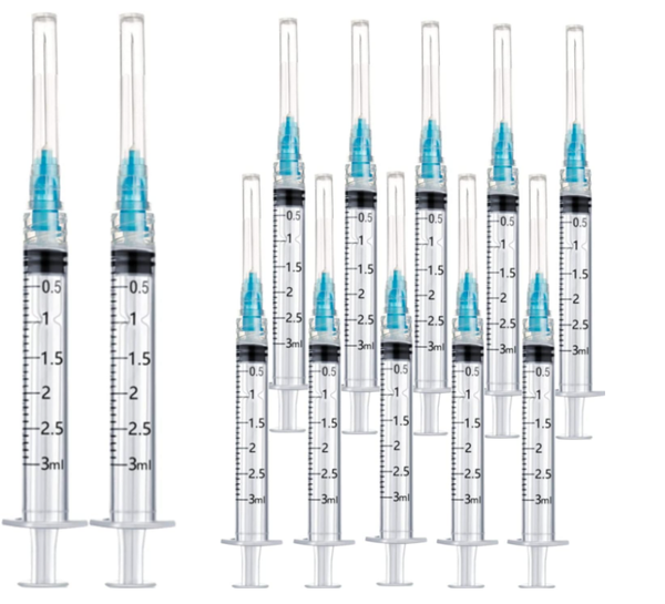 Syringes - 100 Individually wrapped vial reconstitution - 3ml
