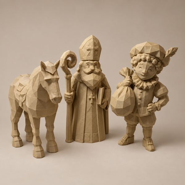 Low Poly Sinterklaas, Hulpiet & Paard
