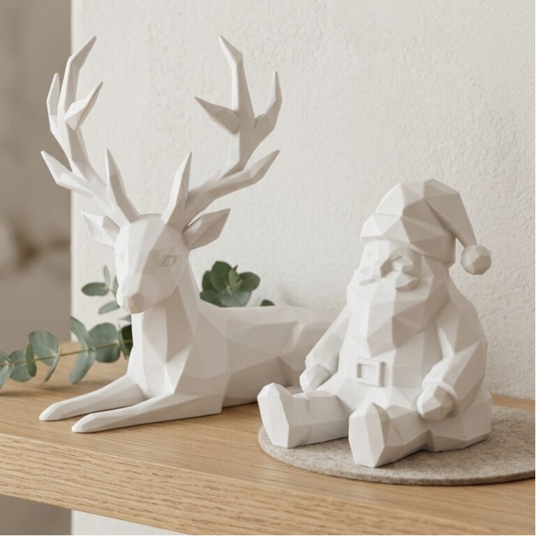Low Poly Kerstman & Kersthert