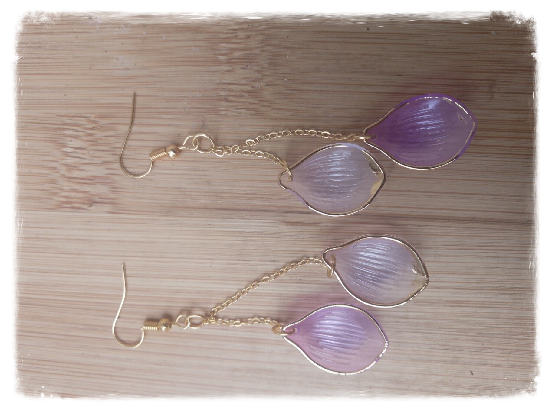 Boucles d'oreilles pétales roses et violets