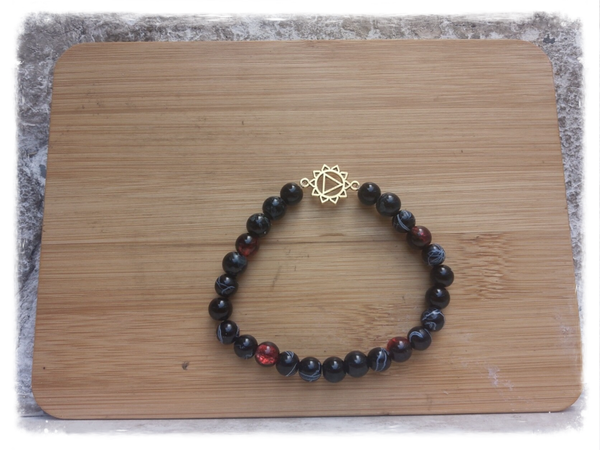 Bracelet perles noir & rouges