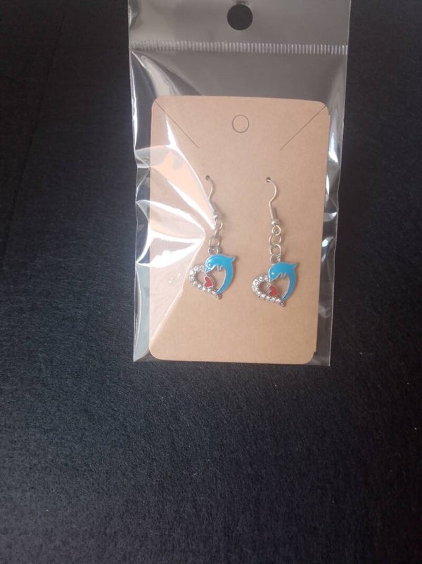 Boucles d'oreilles coeur & dauphin