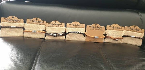 Whirly Bird Stainless Steel Leather bracelet 