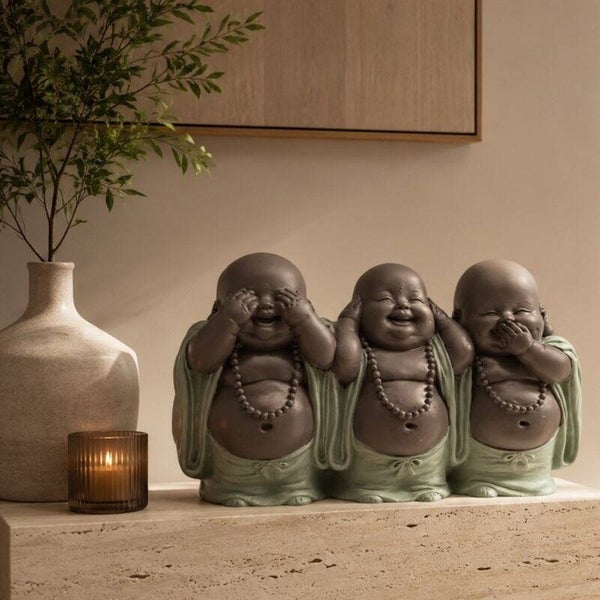 Beeld 3 lachende boeddha's - Zen- en Feng Shui-decoratie - Om een ​​ontspannende en spirituele sfeer te creëren - Gelukscadeau-idee
