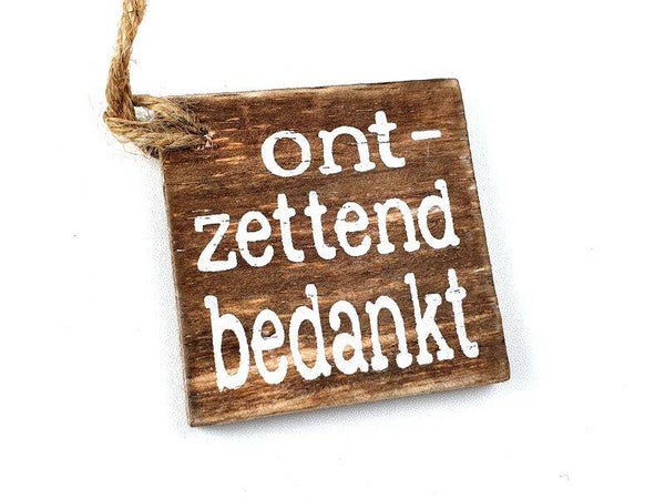hanger vierkant mini 6x6cm ontzettend bedankt natural