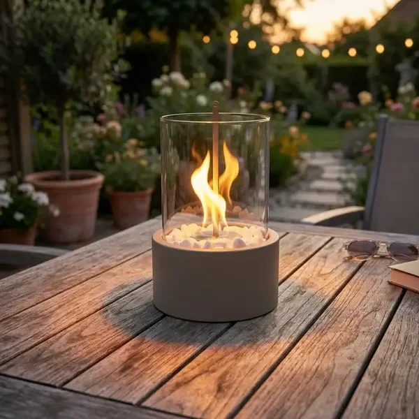 Tafelhaard - Rond - Metaal/Glas - Taupe - 18x18x26,5cm