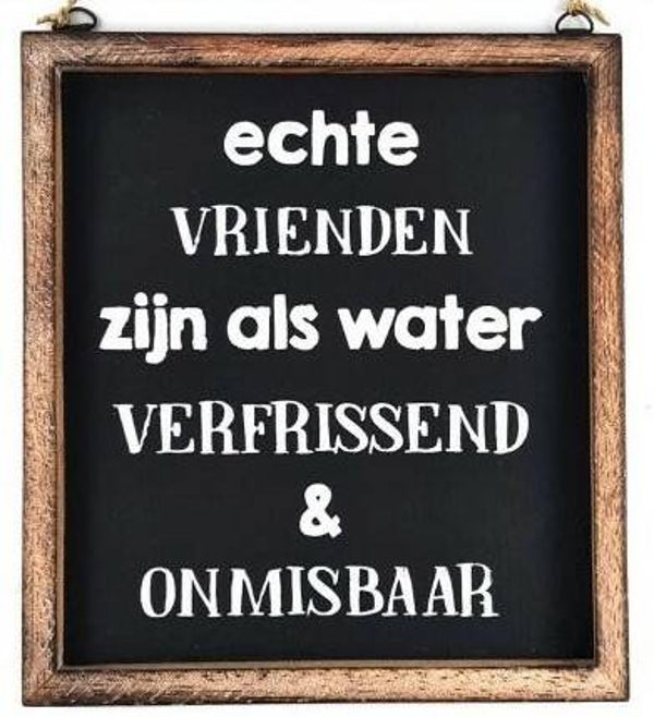tekstlijstje 20x18cm echte vrienden natural/black
