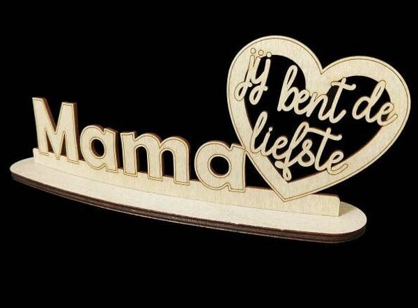 voetstuk met 11x26cm mama liefste blank berken