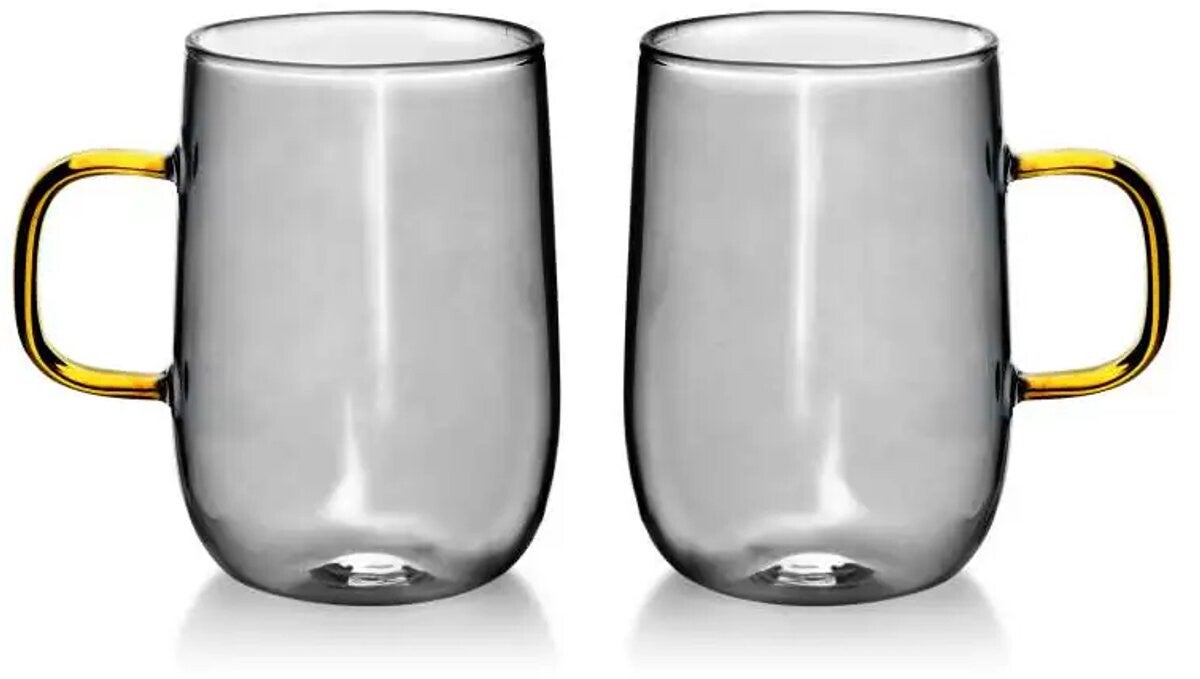 Affekdesign - Set van 2 koffie/thee glazen met goudgeel oor - 400ml