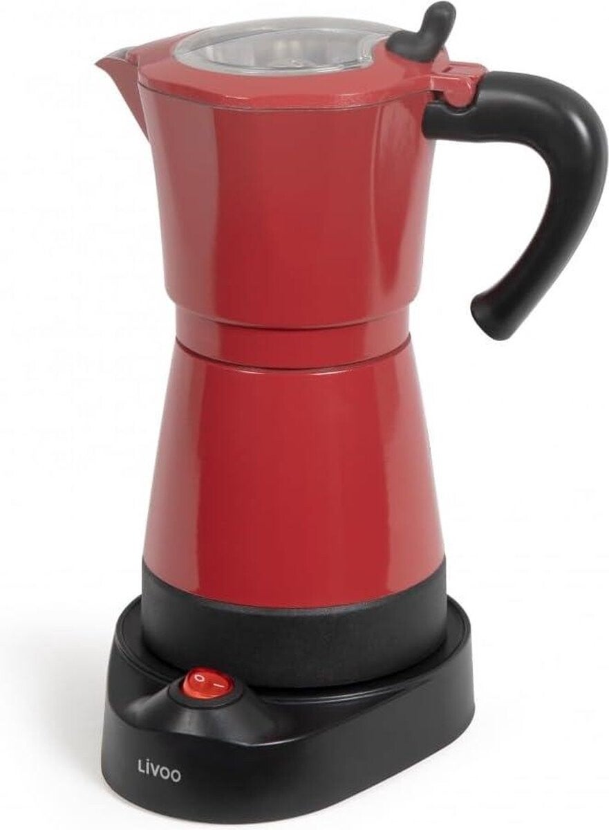 Italiaans elektrisch koffiezetapparaat DOD117RC - Rood en zwart metaal - 300 ml - 6 kopjes - 480 W
