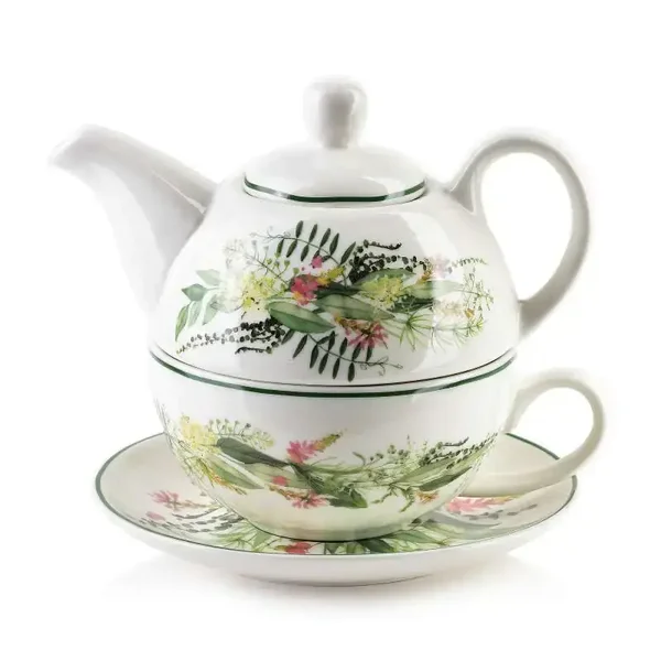 Mondex - IDYLLIC Theepot met kopje - Porselein- TEA FOR ONE - 0.4L