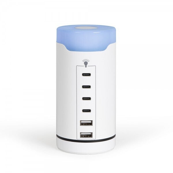 USB & USB Type-C Laadstation – 6-in-1 – 40W – Met Touch LED-Licht – Wit- Livoo