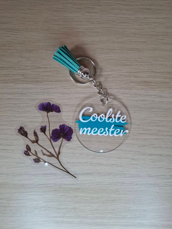 sleutelhanger plexi meester