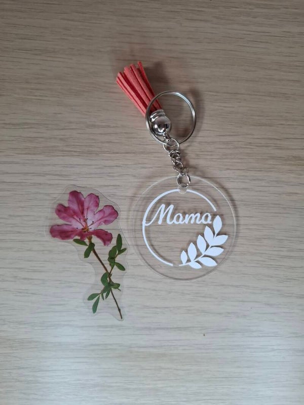 Sleutelhanger plexi mama wit