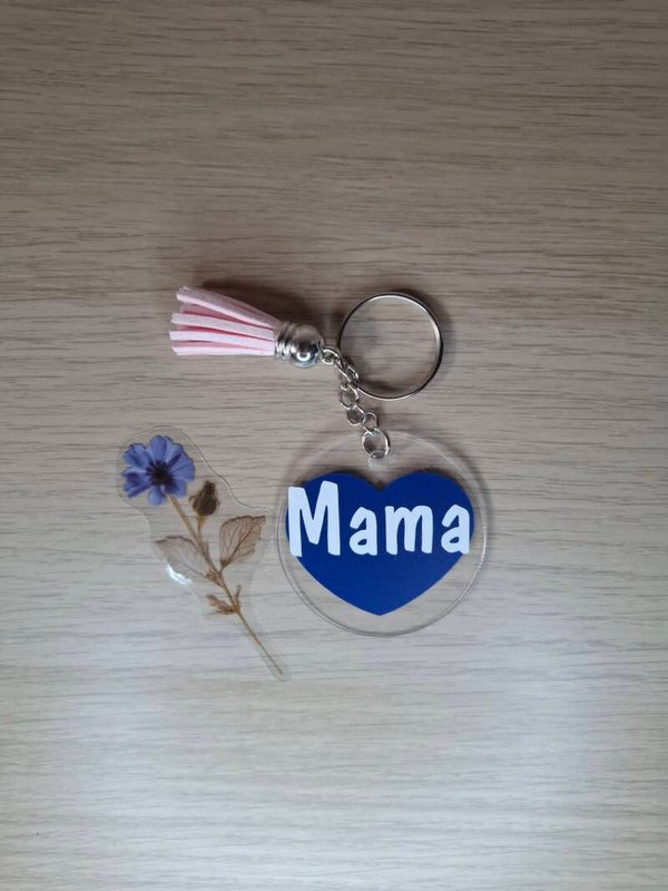 Sleutelhanger plexi mama blauw
