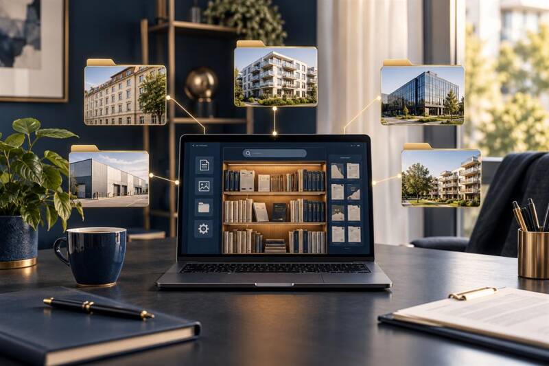 Zentrale digitale Wissensbibliothek mit geordneten Objektinformationen