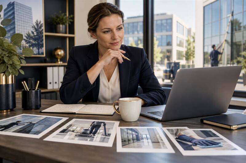 Betriebsleitung plant Onlinewerbung für gewerbliche Reinigungskunden