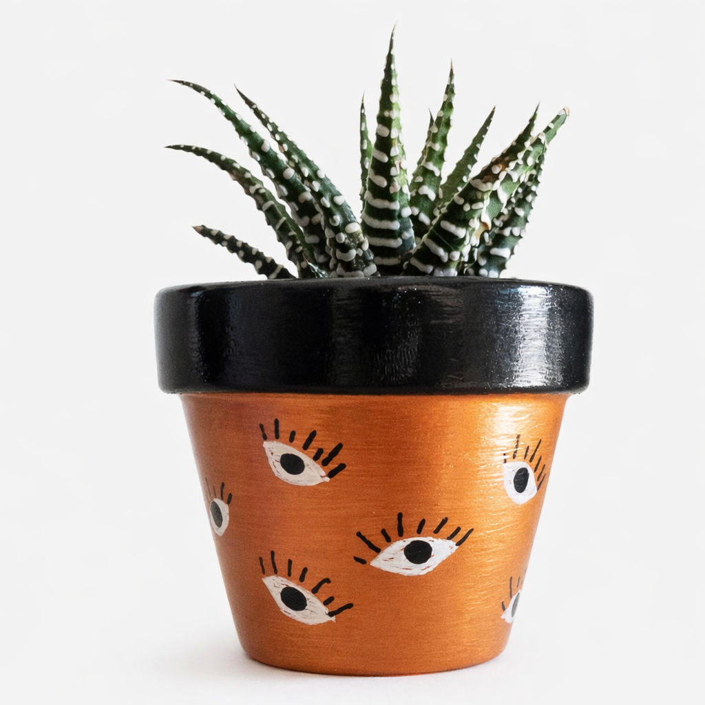 Tiny Eyes | Vasetto simbolico | Hand-painted symbolic mini pot | 7 cm 2,26” | Shesamne Art | Meaningful Gift Idea