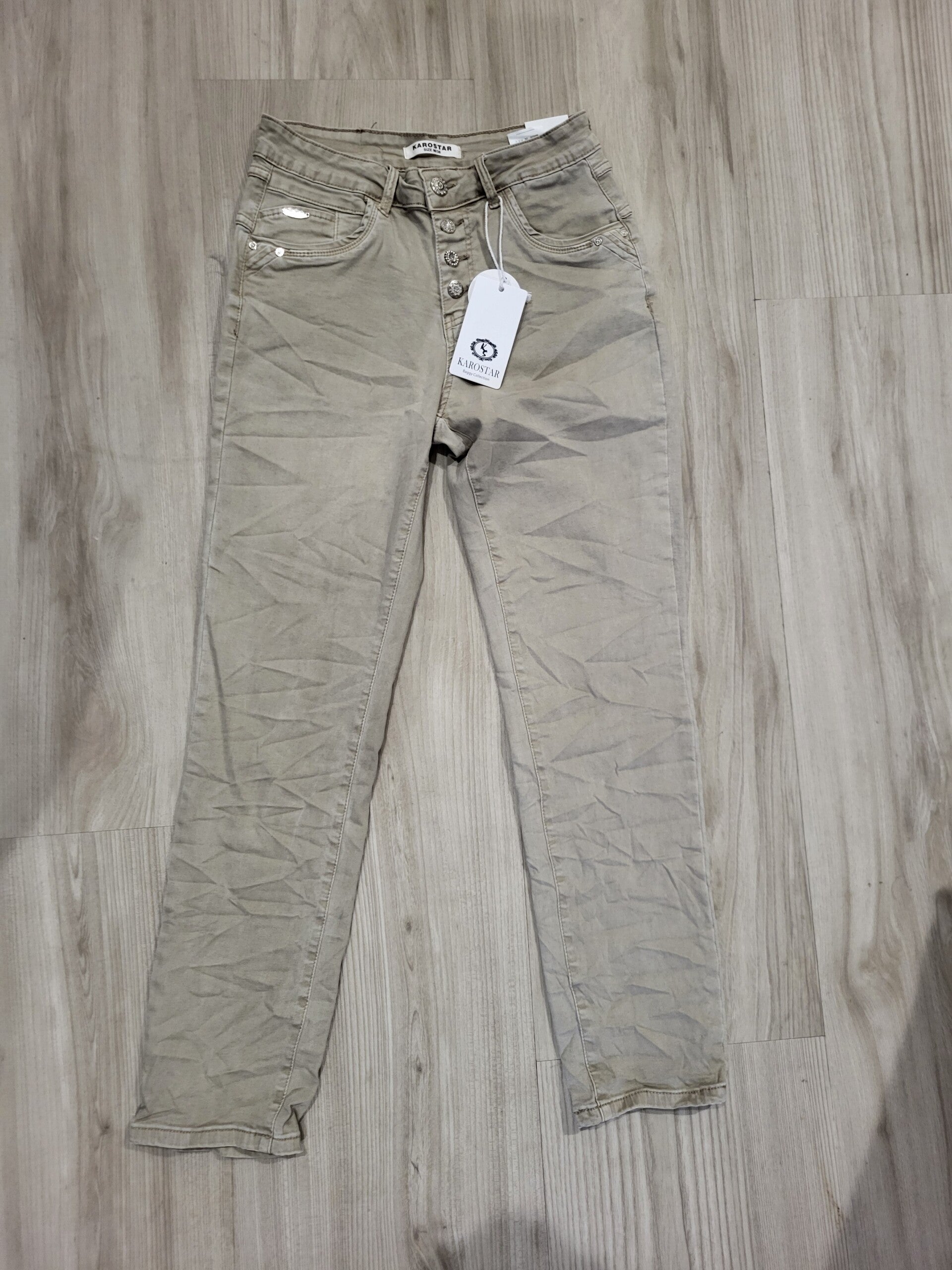 Karostar Jeans - Taupe - Stras knopen (K2800 62)