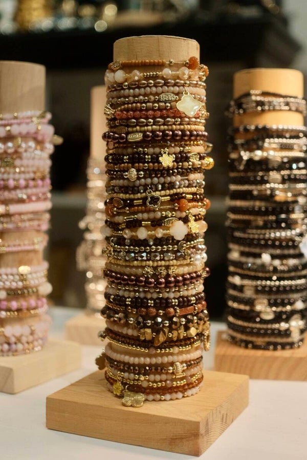 Armbandjes Steff - Zilver Bruin - per 3 stuks