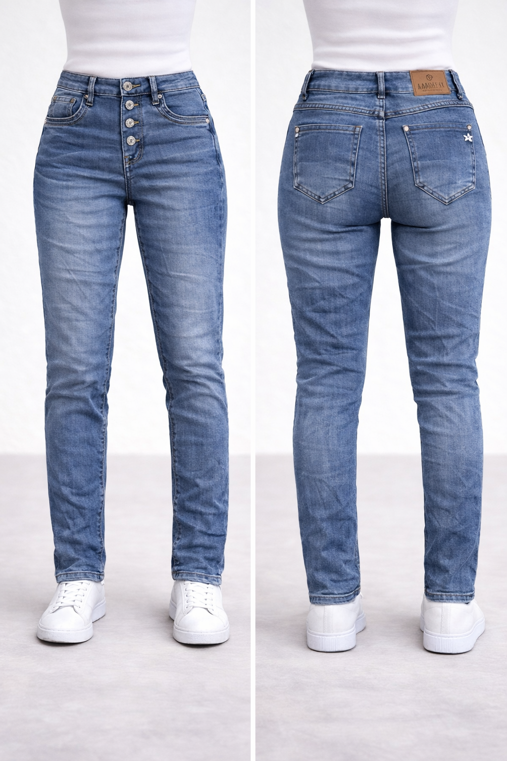 Karostar Jeans - Denim Blue - Jogging - Stras knopen (KM2941)