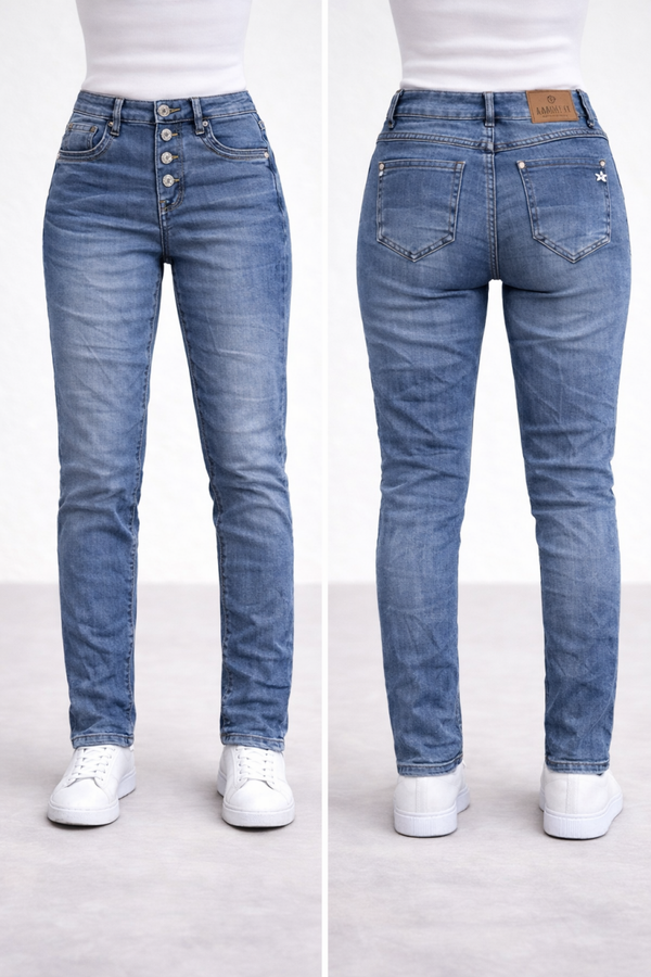 Karostar Jeans - Denim Blue - Jogging - Stras knopen (KM2941)