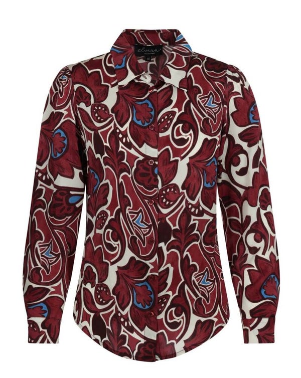 Elvira Blouse June - Burgundy Flower