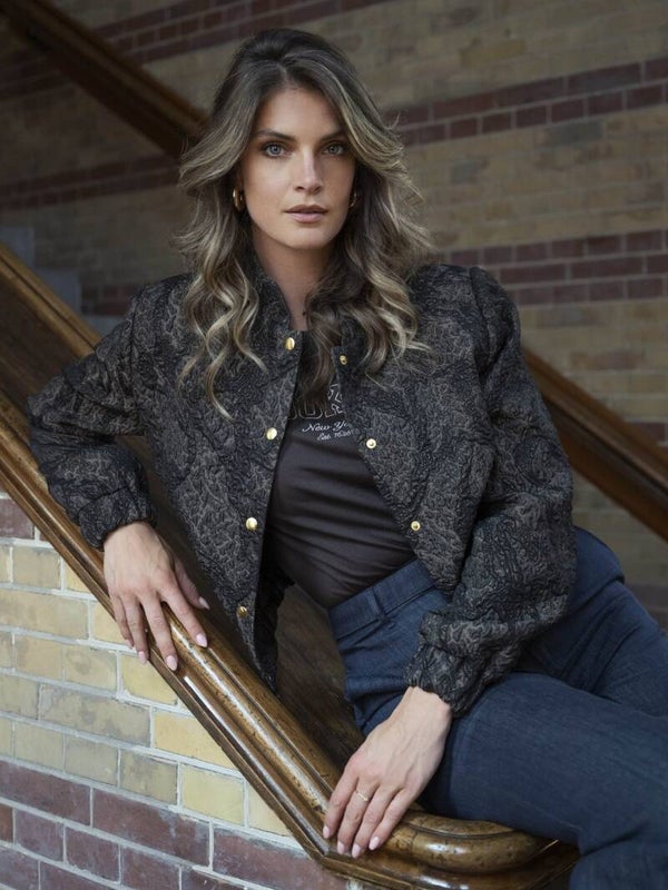 Elvira Bomber Fien -  Brown Marmer