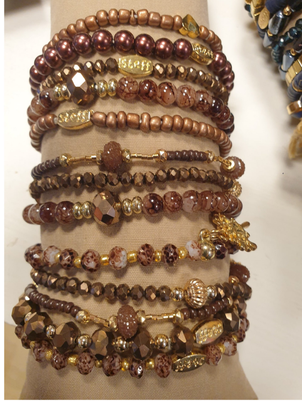 Armbandjes Steff - Goud Coffee Bruin
