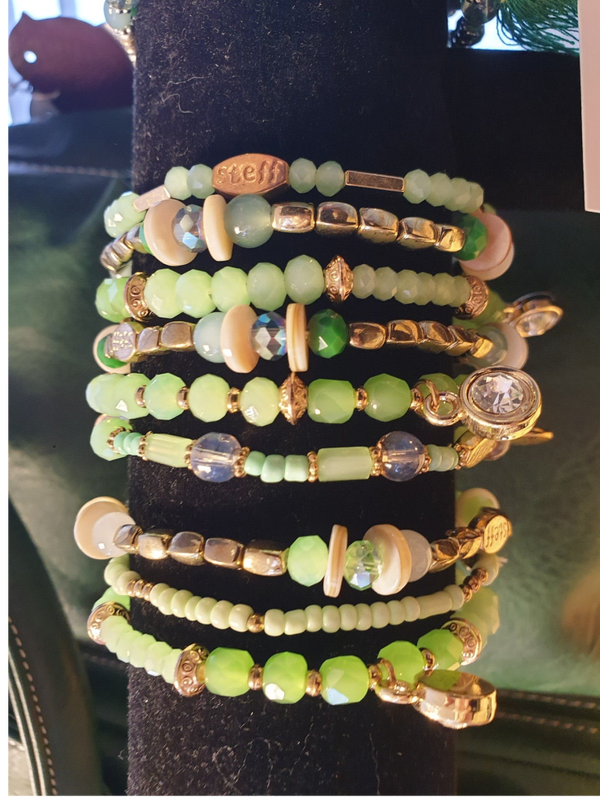 Armbandjes Steff - Goud Licht Groen - per 3 stuks