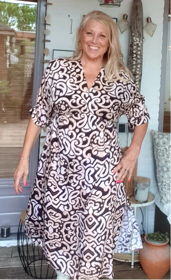 Zomerjurk Italy Moda - Zwart Off White Beige