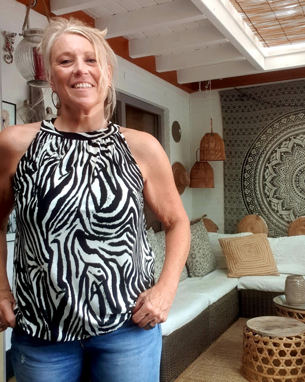 Haltertop - Tiger Zwart Wit