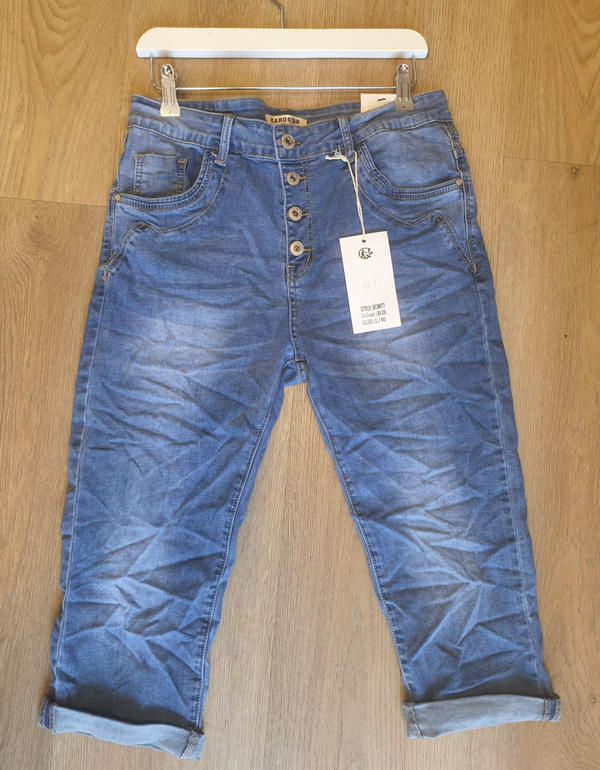 Karostar Capri jeans - Denim Blue Knopen (KC8077)