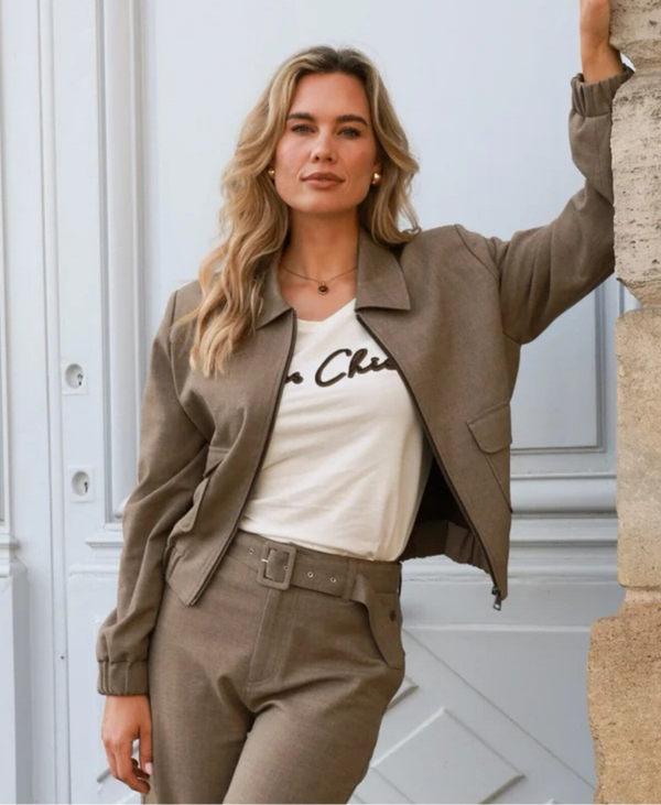Elvira Bomber Rumi - Cappuccino Check