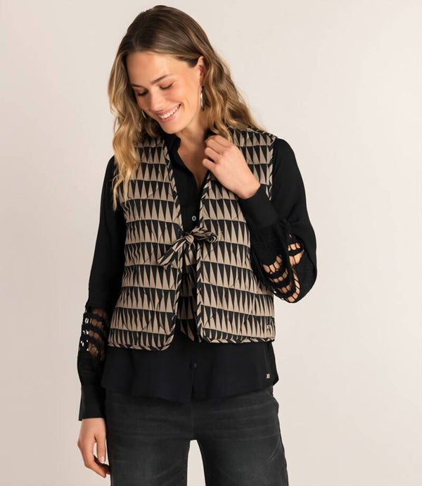 Ivy Beau Gilet Sophy - Quilted Taupe & Black