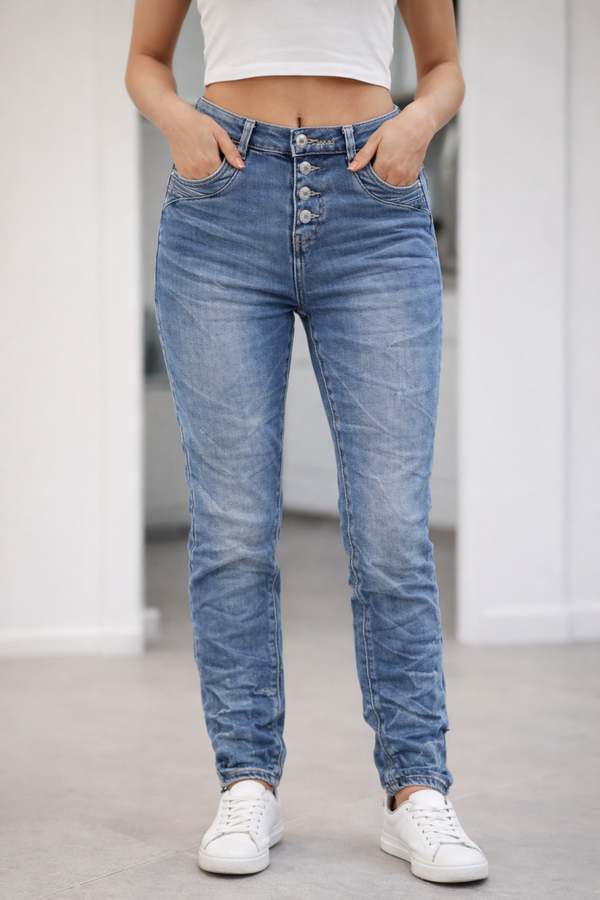 Karostar Jeans - Denim Blue Knopen (KM2920)
