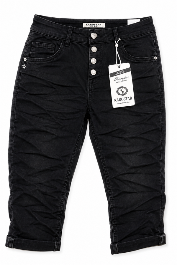 Karostar Capri Jeans - Black Stras Knopen (KC3093-1)
