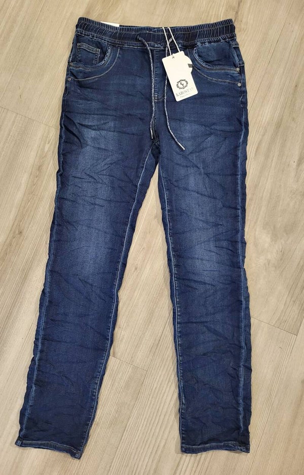 Karostar Jeans - Joggstof Dark Blue - Elastische Tailleband (K3000)
