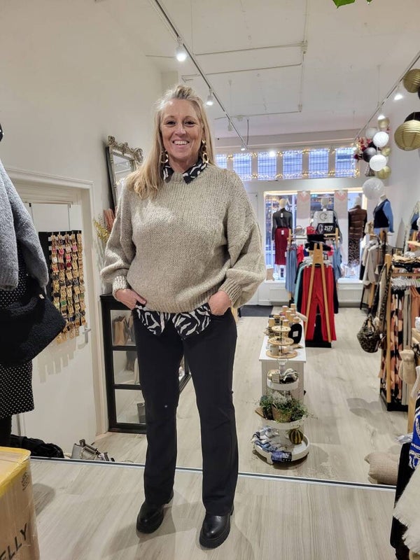 Losgebreide trui - Beige